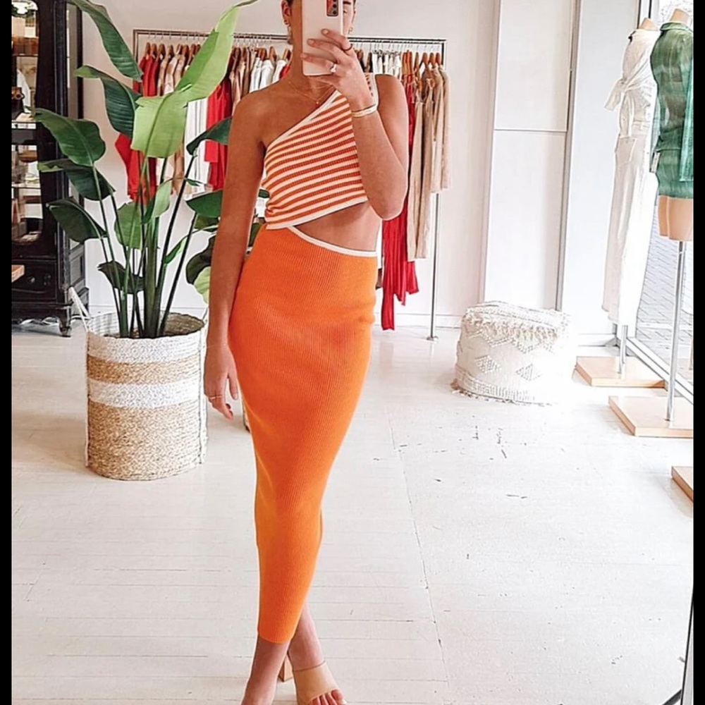 Orange stripe midi dress - S/M